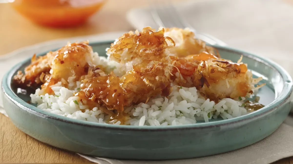 Skillet Coconut Shrimp with Apricot Sauce