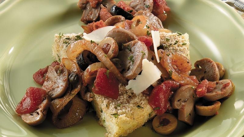 Arborio Rice Cake with Mushroom & Olive Ragout
