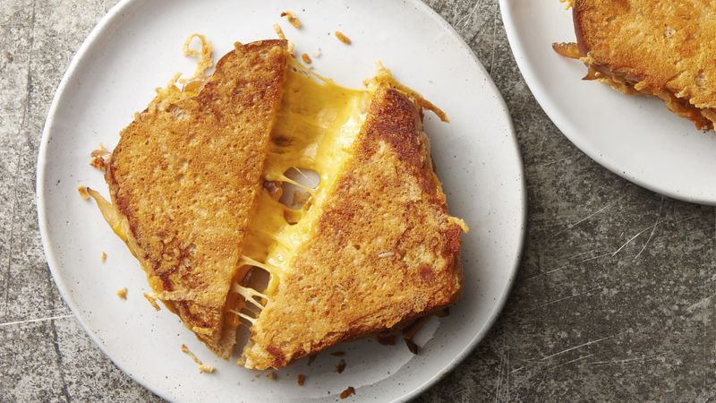 Parmesan-Crusted Grilled Cheese Sandwiches with Caramelized Onions