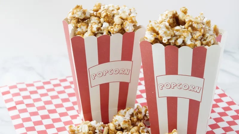 Homemade Caramel Popcorn and Peanuts