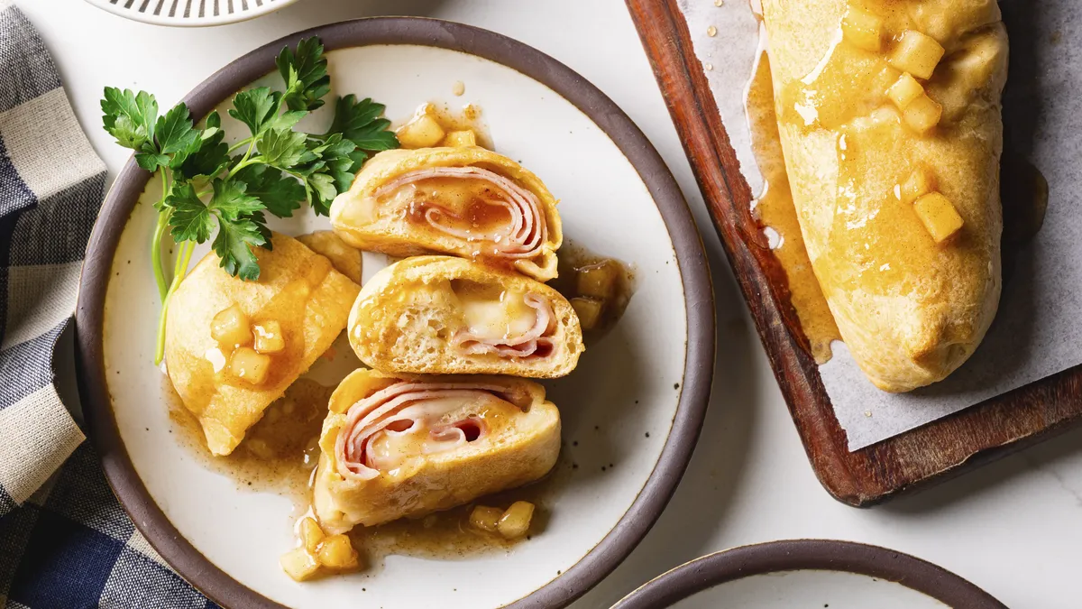 Apple-Glazed Ham and Cheese Rolls