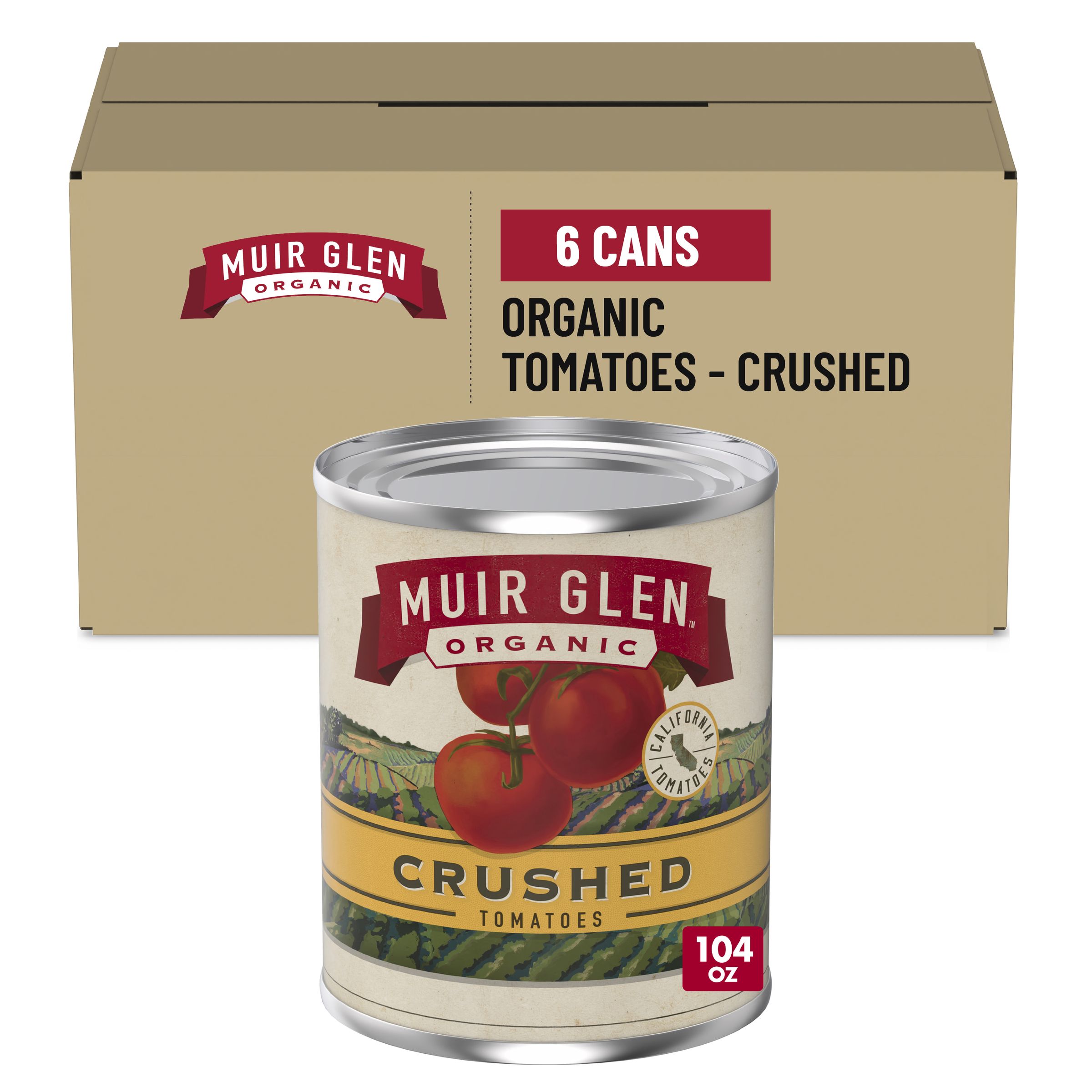  Case Optimized Hero Muir Glen(TM) Organic Canned Vegetables Bulk Crushed Tomatoes (6 ct) 6 lb 8 oz