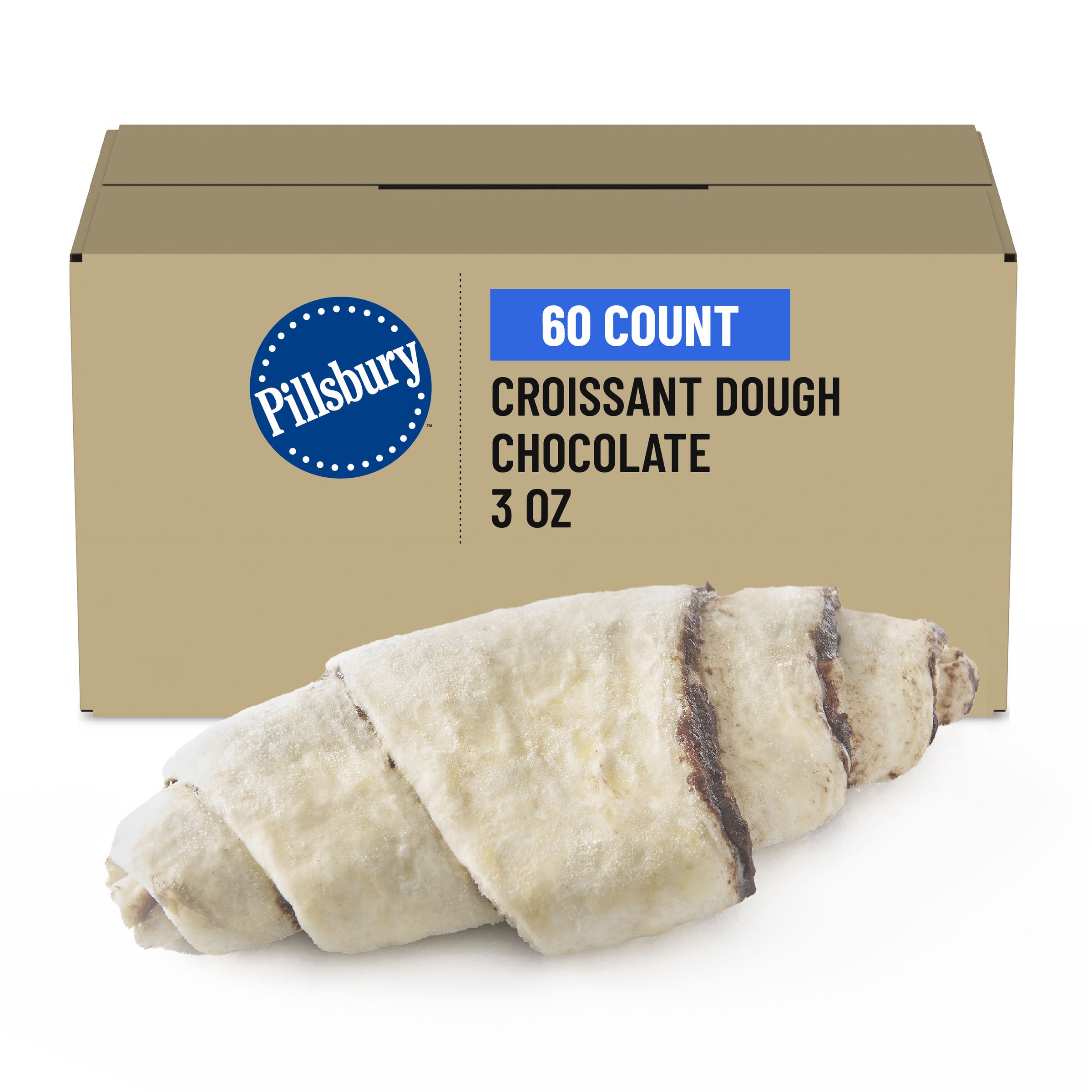  Case Optimized Hero Pillsbury Frozen Croissant Dough Bulk Straight Chocolate 60/3 OZ