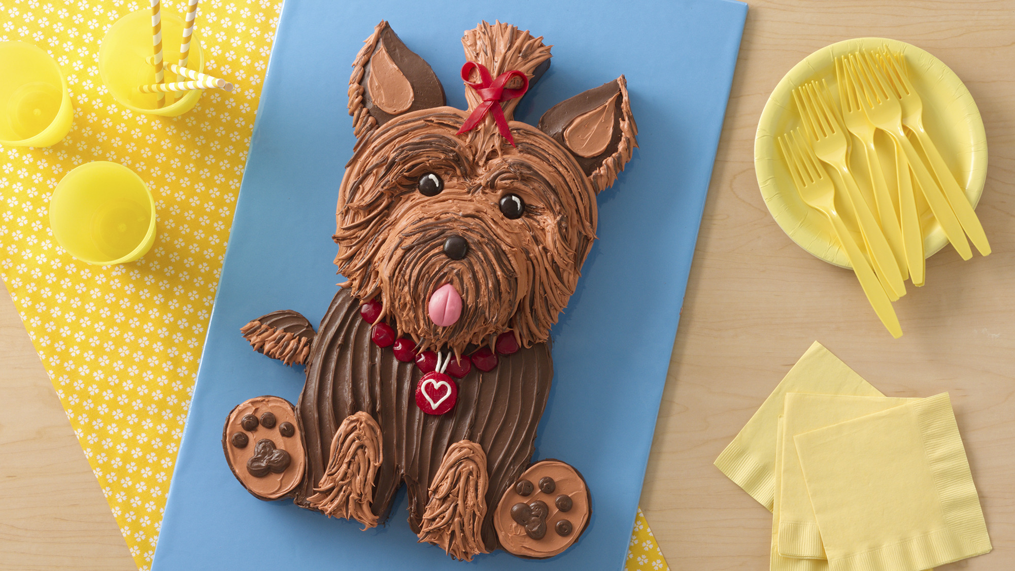 Beautiful Birthday Cake in Shape of the White Yorkshire Terrier Stock Photo  - Image of sweet, decorations: 53748564