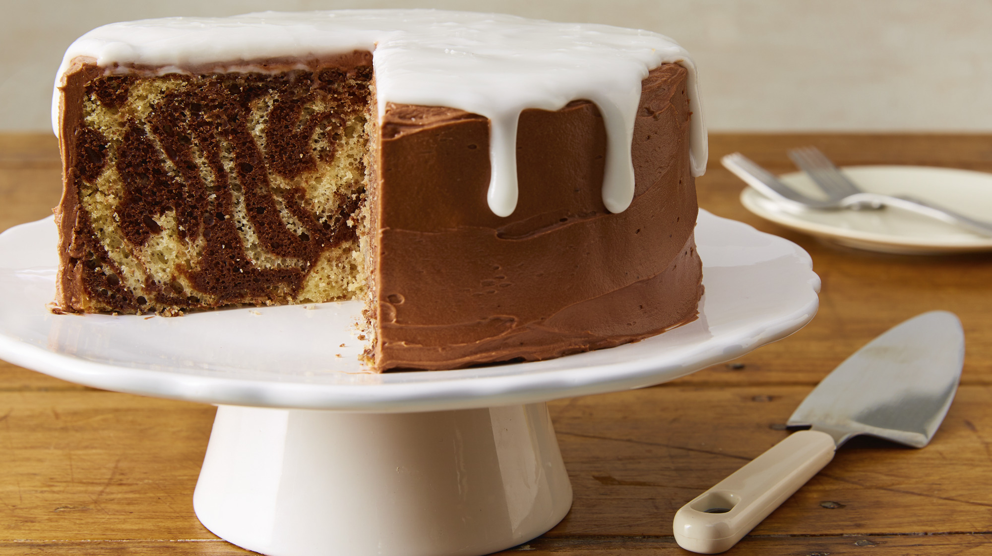 Chocolate-Almond Zebra Cake Recipe | Yummly
