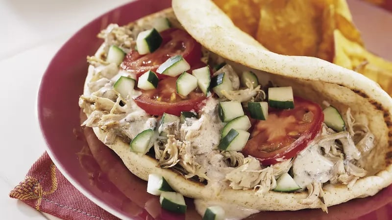 Slow-Cooker Greek Chicken Pita Folds