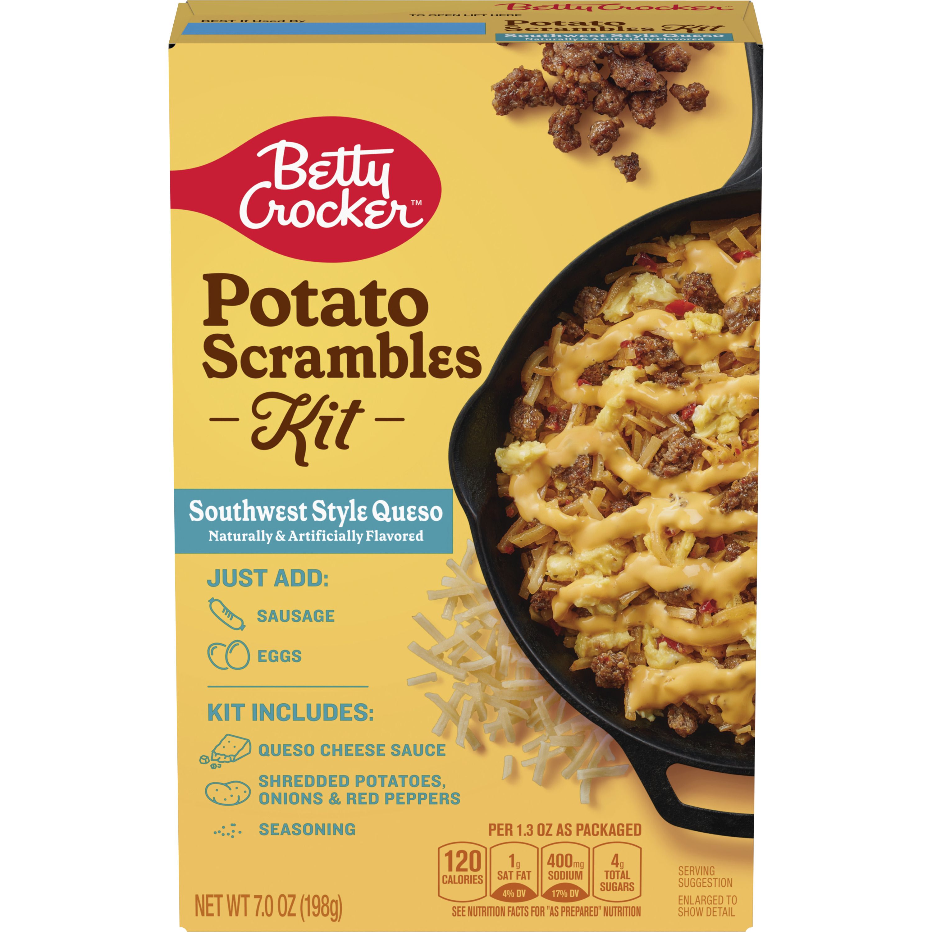 Betty Crocker Potato Scrambles Kit, Southwest Style Queso, 7 oz. - Front