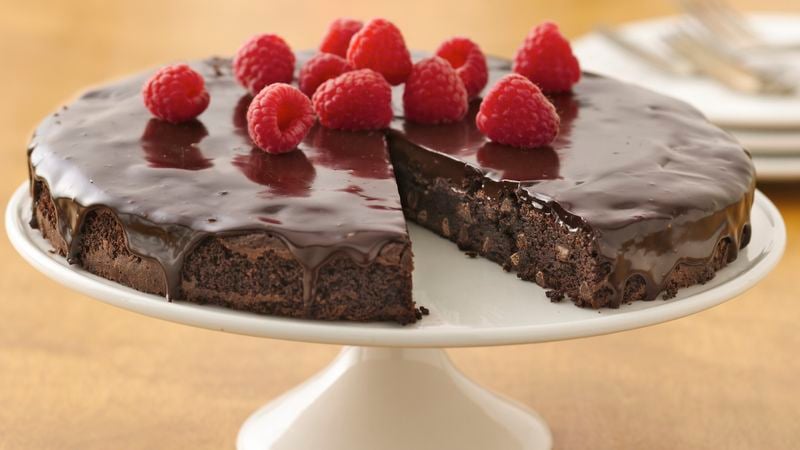 Gluten-Free Brownie Ganache Torte with Raspberries Recipe ...