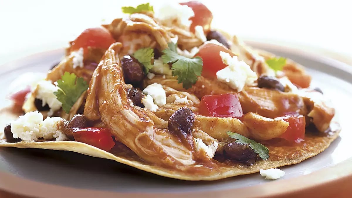 Chicken and Black Bean Tostadas