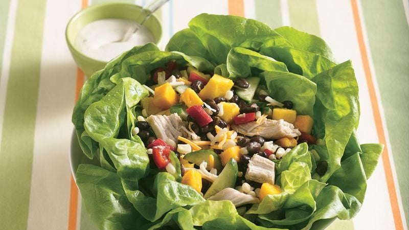 Chicken and Mango Salad in Lettuce Bowl