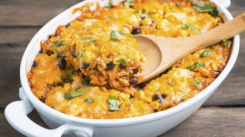 Rice and Spicy Beans Casserole