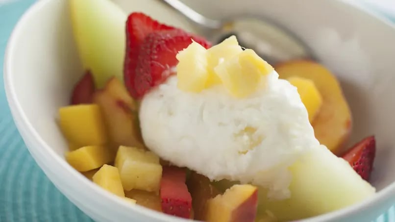 Pineapple Sherbet with Summer Fruit