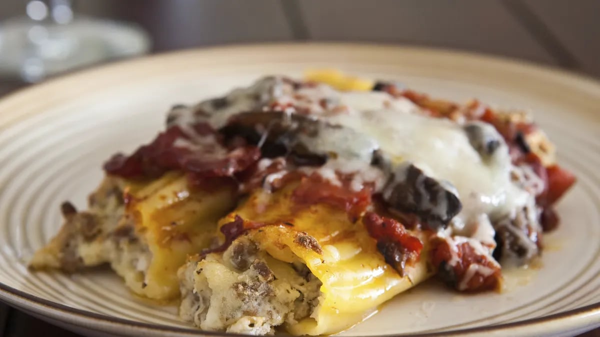 Beef and Mushroom Manicotti