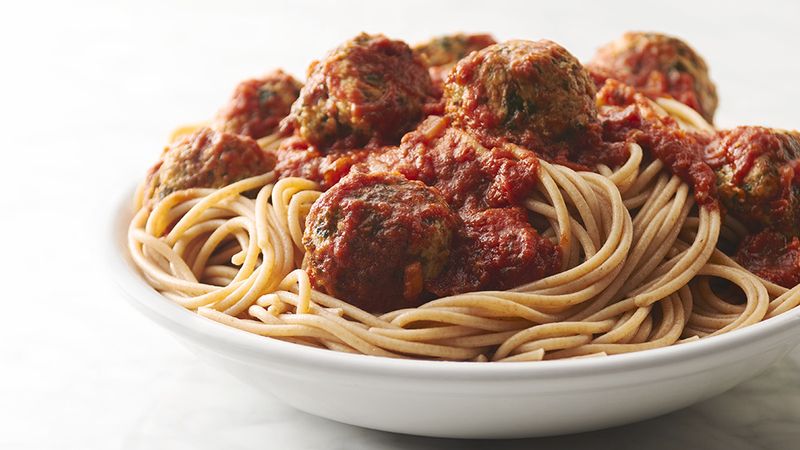 Turkey Kale Meatballs and Spaghetti