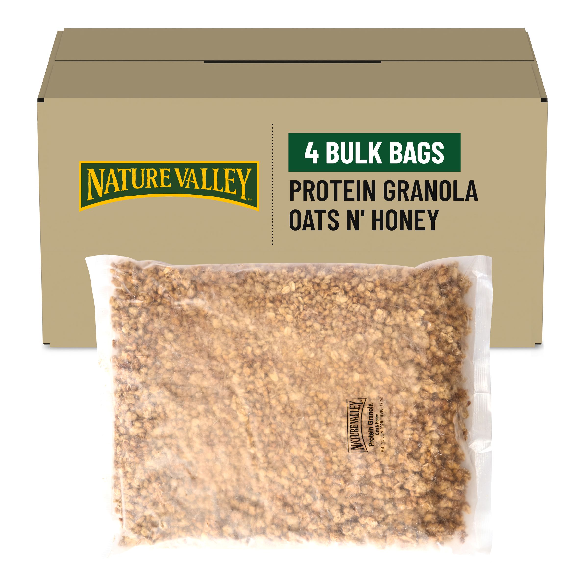 Case Optimized Hero Nature Valley Protein Granola Bulk Bag Oats and Honey 4/50 OZ