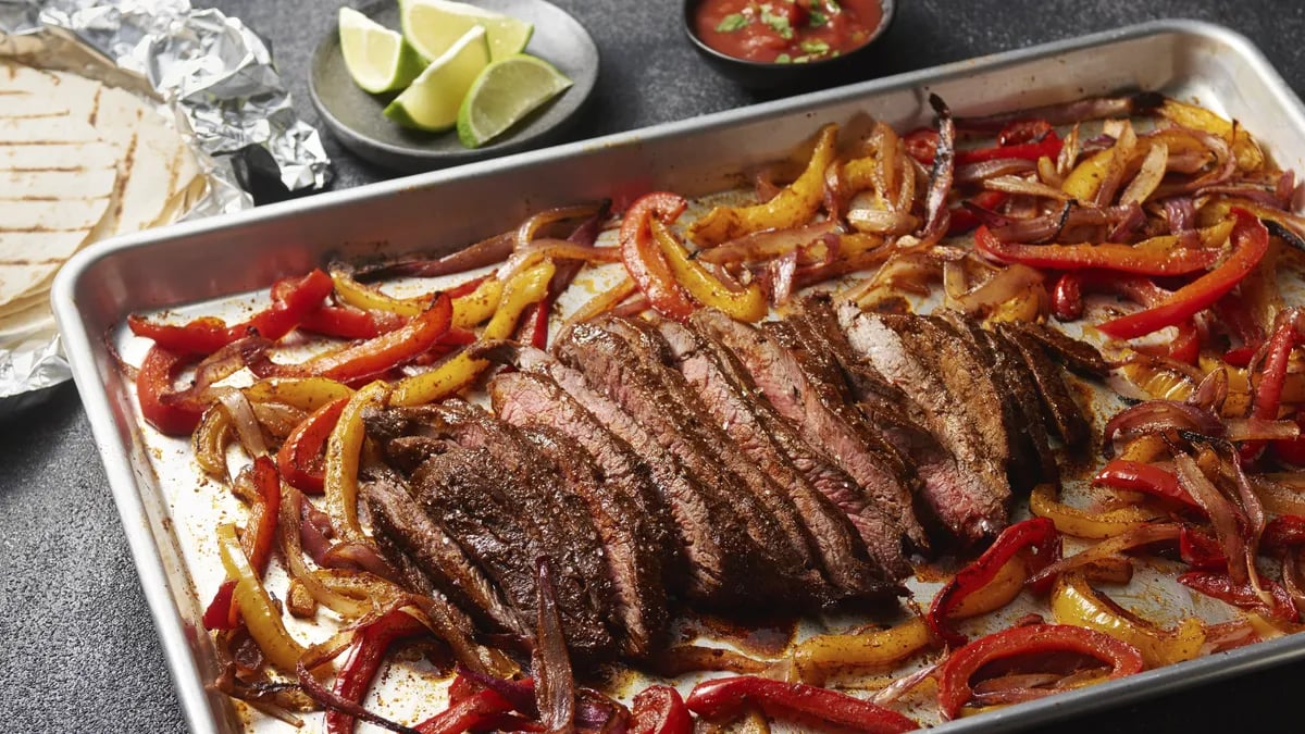 Sheet Pan Flank Steak Fajitas