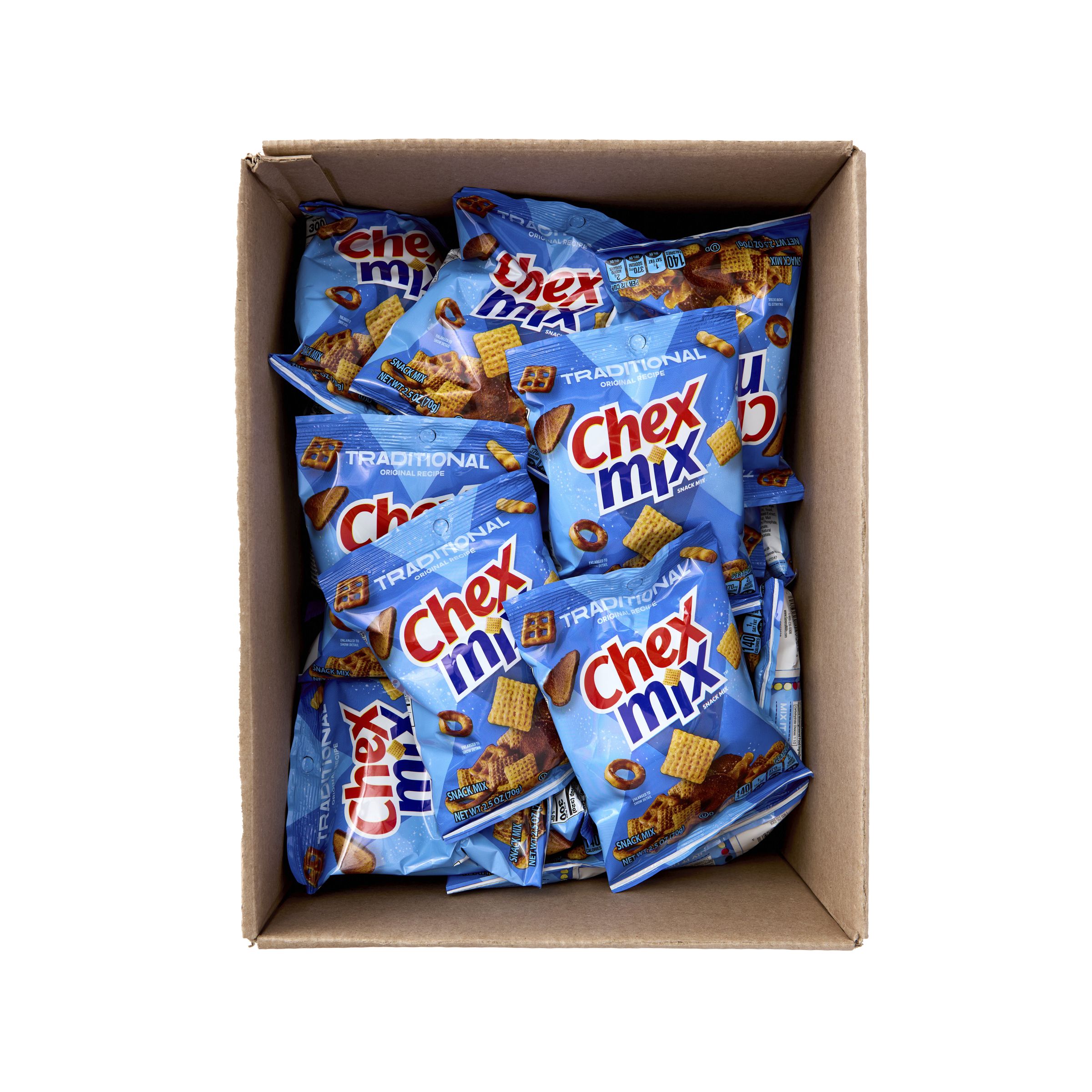  Open Case Chex Mix Snack Mix Single Serve Pouch Traditional 36/2.5 OZ