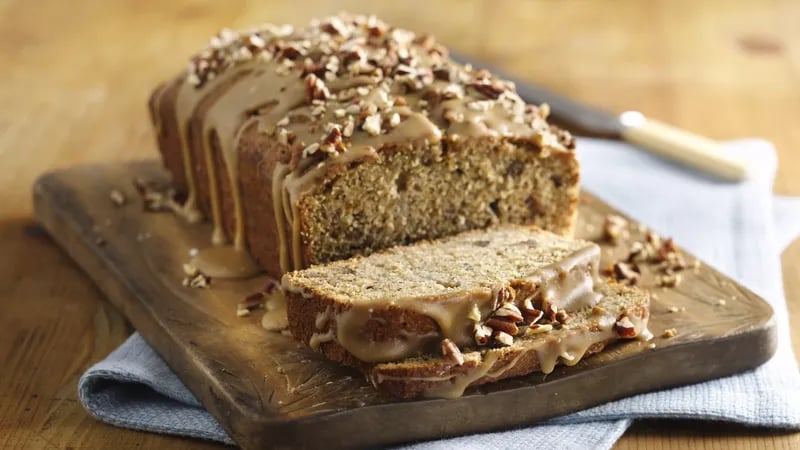 Whole Wheat Banana Bread with Caramel Glaze