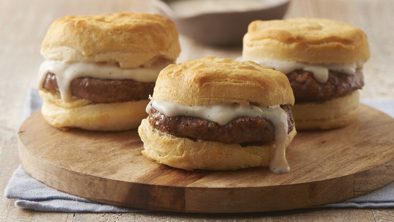 Sausage Biscuit Sandwiches with Gravy