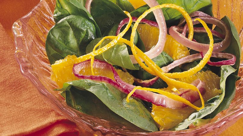 Fresh Spinach, Orange and Red Onion Salad
