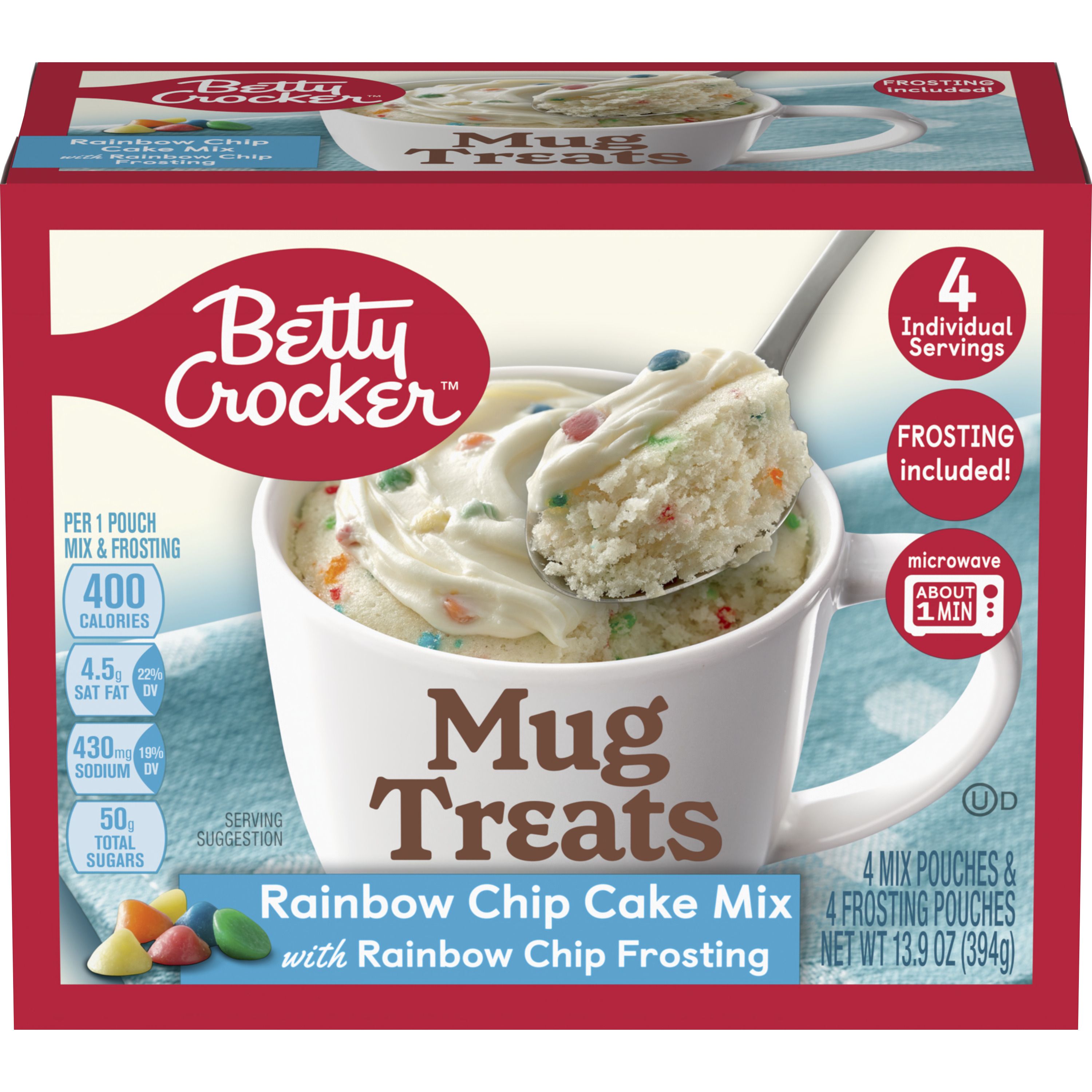 Betty Crocker™ Rainbow Chip Cake Mix Mug Treats with Rainbow Chip Topping - Front