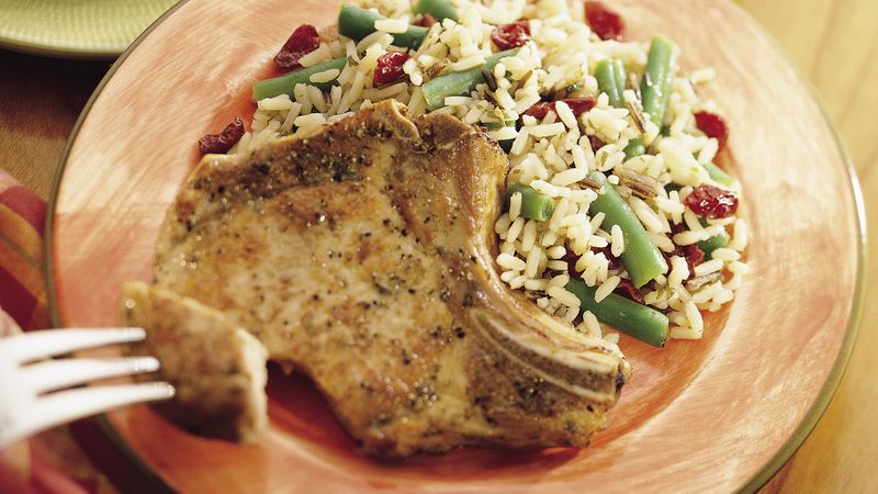 Pork Chops with Rice and Cranberries