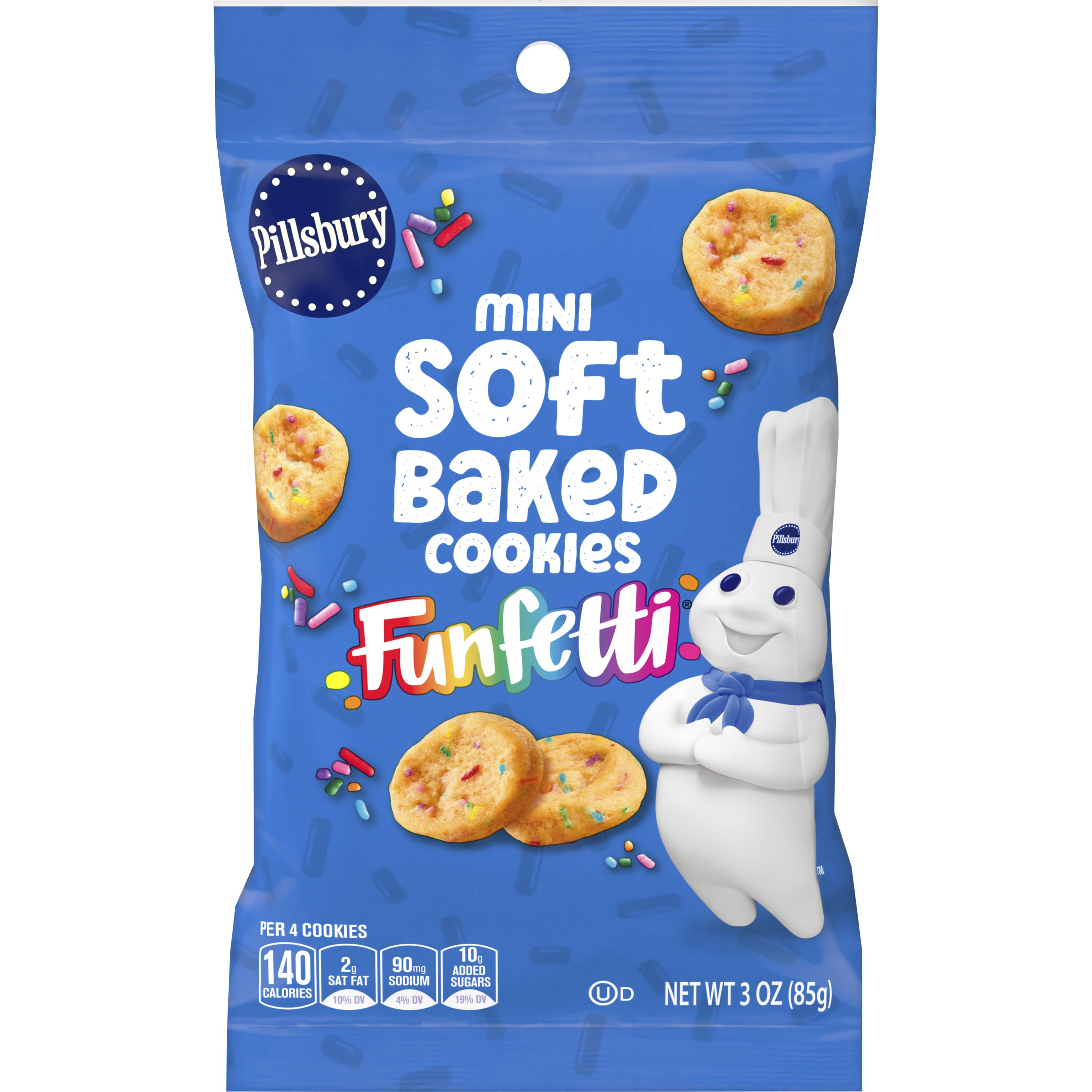 Pillsbury Soft Baked Cookies Made With Real Butter, Funfetti, 4 oz - Front