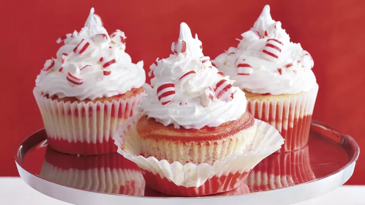 Swirled Candy Cane Cupcakes