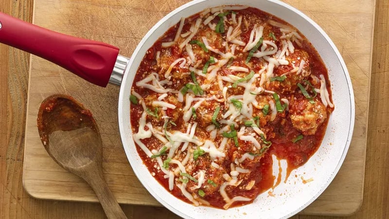 Chicken Parmesan Meatball Skillet