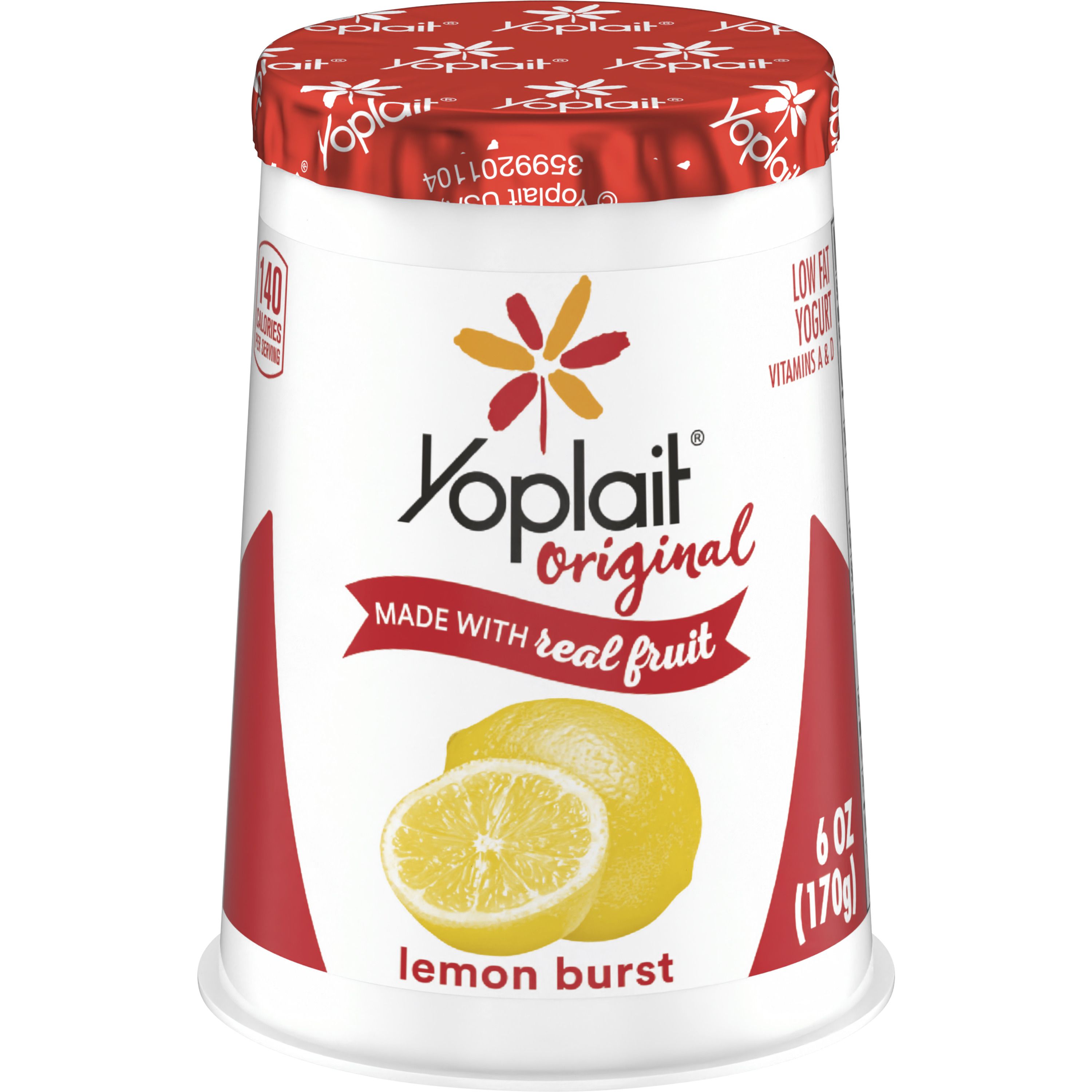 Front - 3D Yoplait Original Yogurt Single Serve Cup Lemon Burst 12/6 OZ