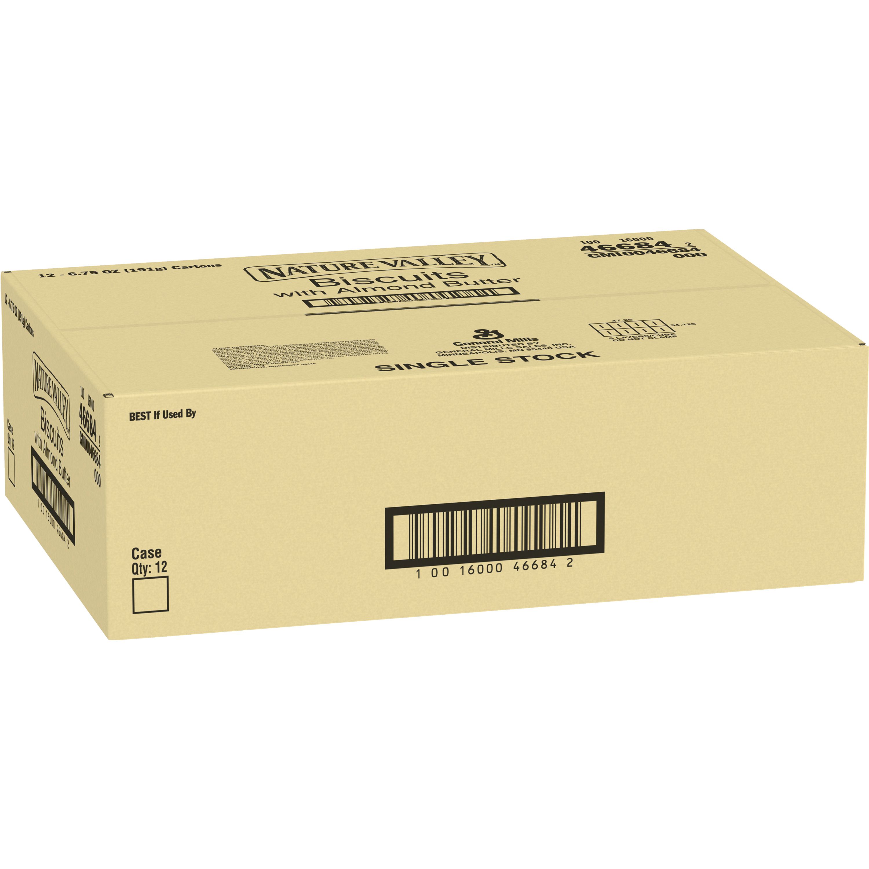 Case - Left Front 3D Nature Valley(TM) Biscuits, Almond Butter, (5ct) 1.35oz