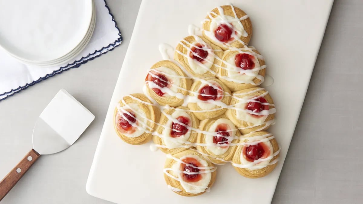 Cherry-Almond-Cream Cheese Crescent Danish Tree