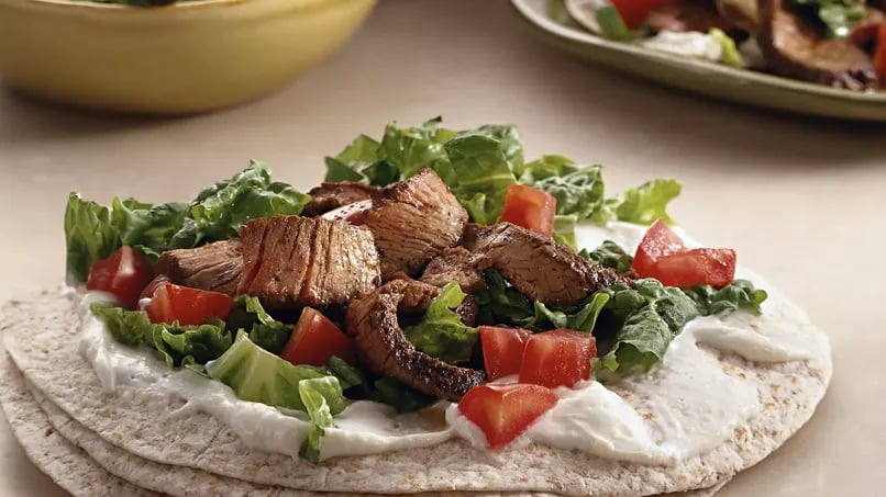 Beef, Lettuce and Tomato Wraps