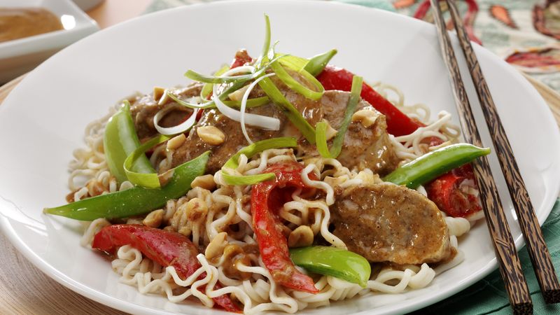 Spicy Thai Pork with Vegetables & Sesame Noodles