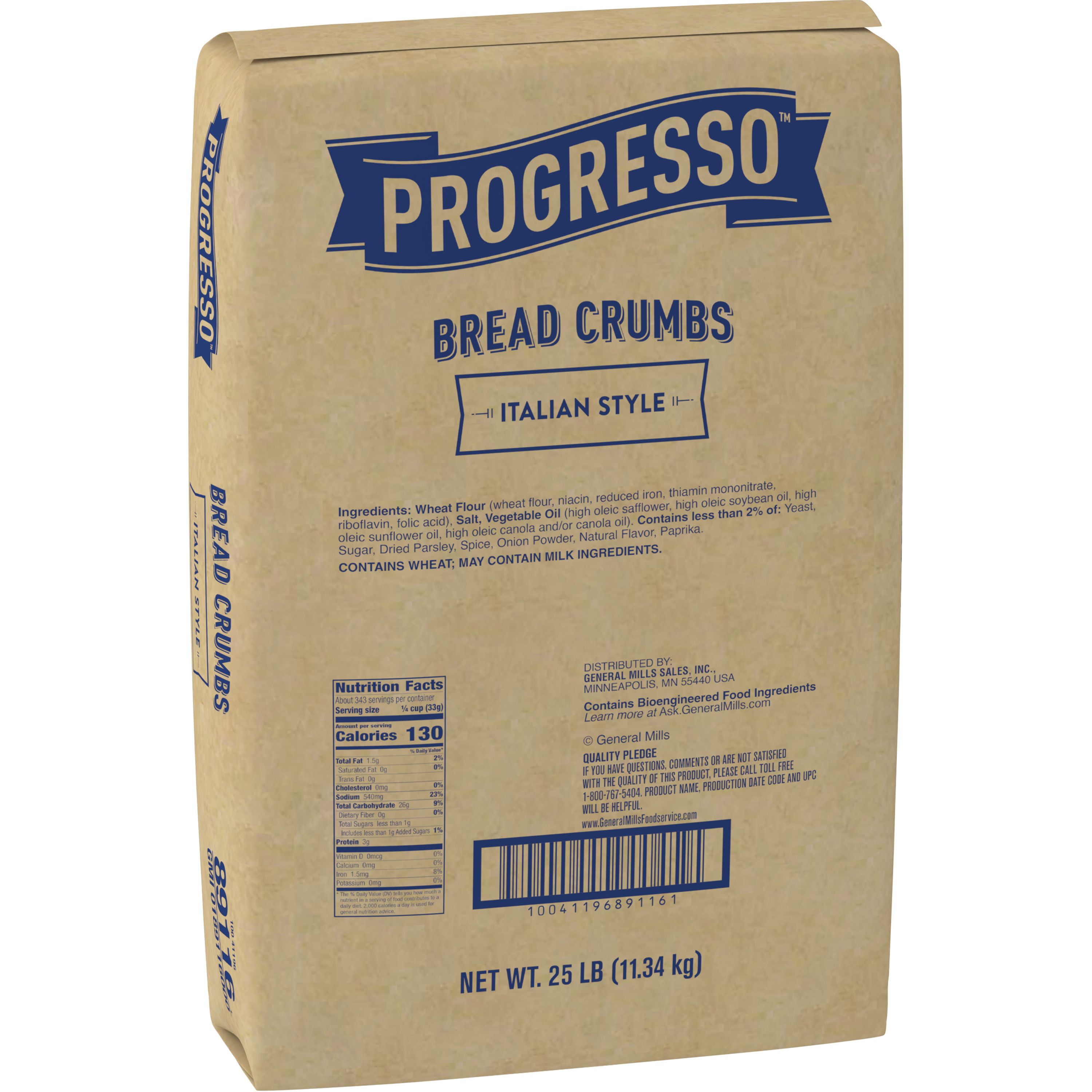 Case - Left Front 3D Progresso Bread Crumbs Bulk Bag Italian Style 1/25 LB