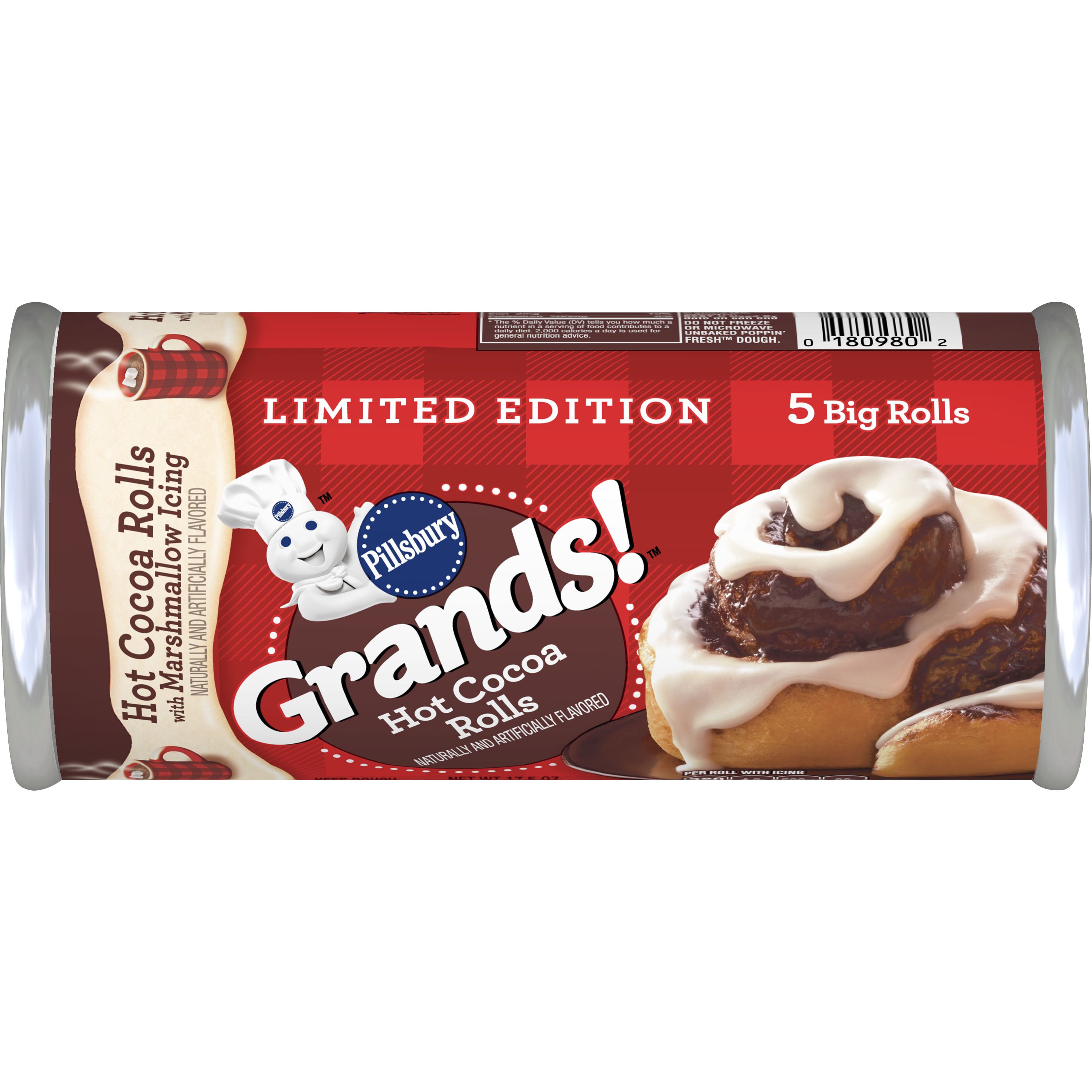 Limited Edition Pillsbury Grands! Hot Cocoa Rolls with Marshmallow Icing - Front