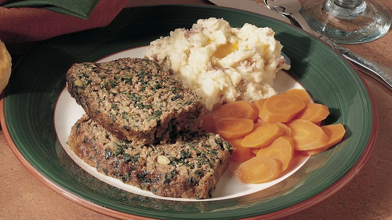 Spinach and Pine Nut Meatloaf