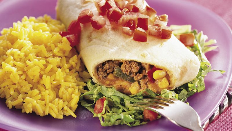 Baked Beef and Bean Chimichangas