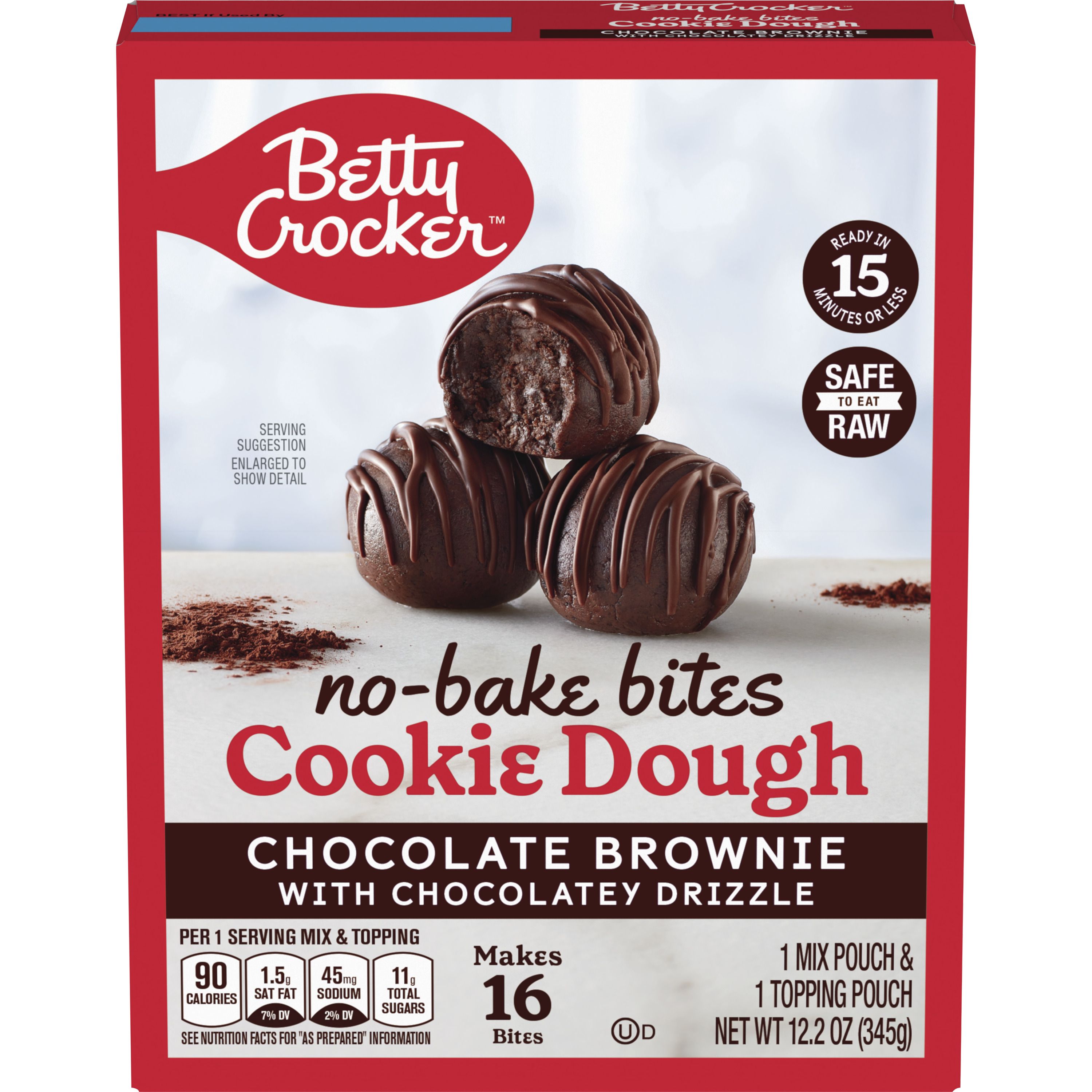 Betty Crocker™ No-Bake Bites Cookie Dough, Chocolate Brownie with Chocolatey Drizzle - Front