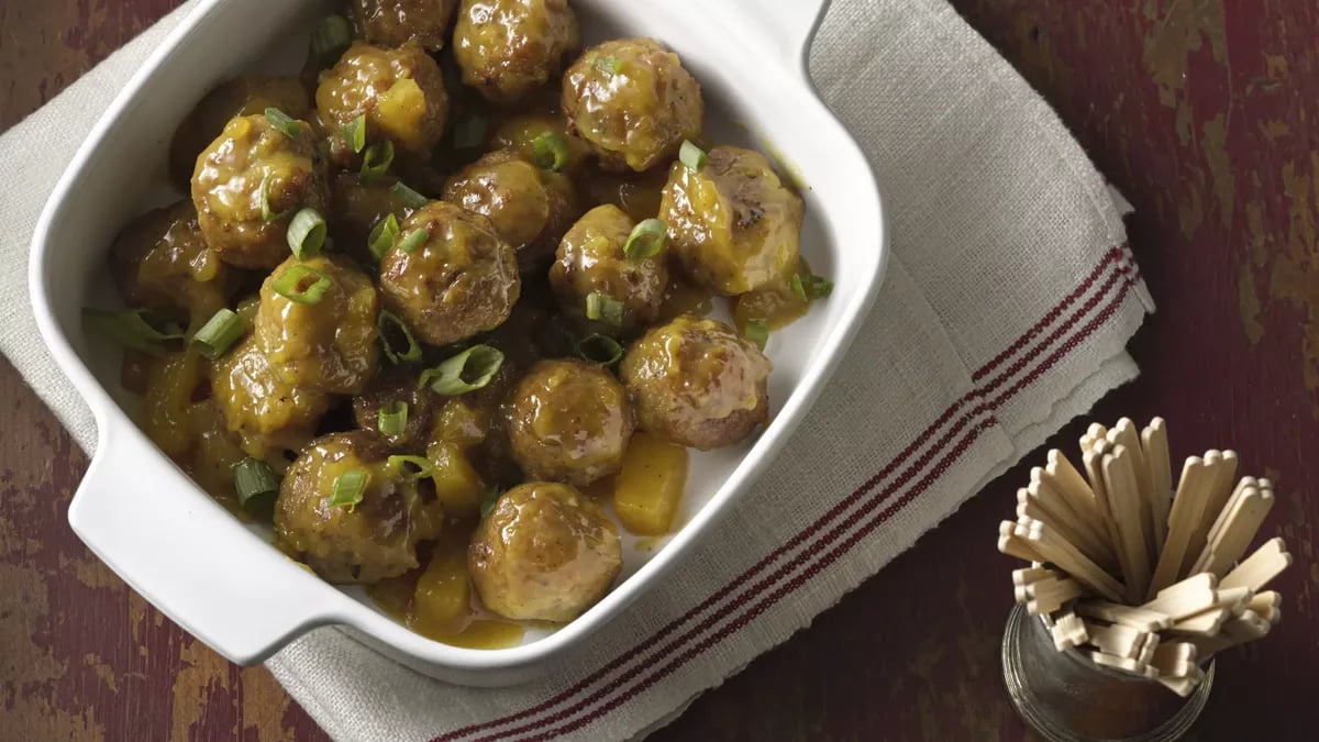 Slow-Cooker Curry-Mustard Glazed Meatballs