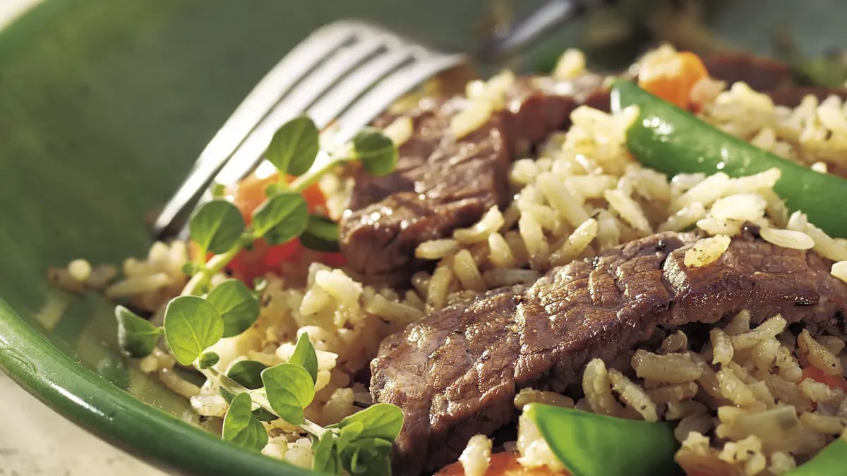 Skillet Beef, Veggies and Brown Rice