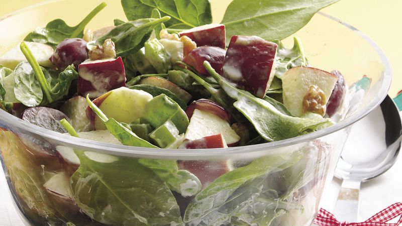Spinach Waldorf Salad with Cinnamon-Apple Dressing