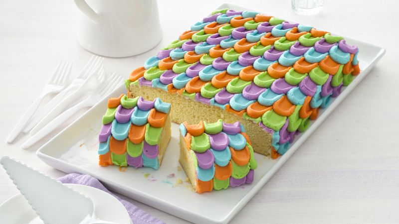 Rainbow Petal Sheet Cake 