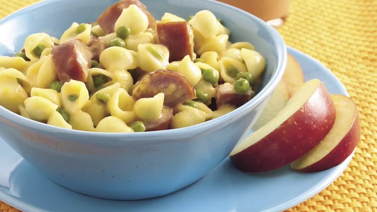 Mac and Cheese Shells with Sausage