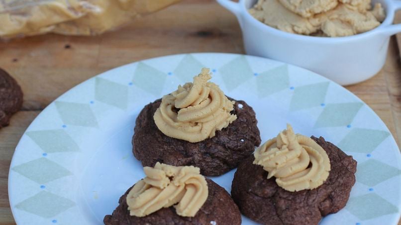 Brownie Cookies with Peanut Butter Frosting