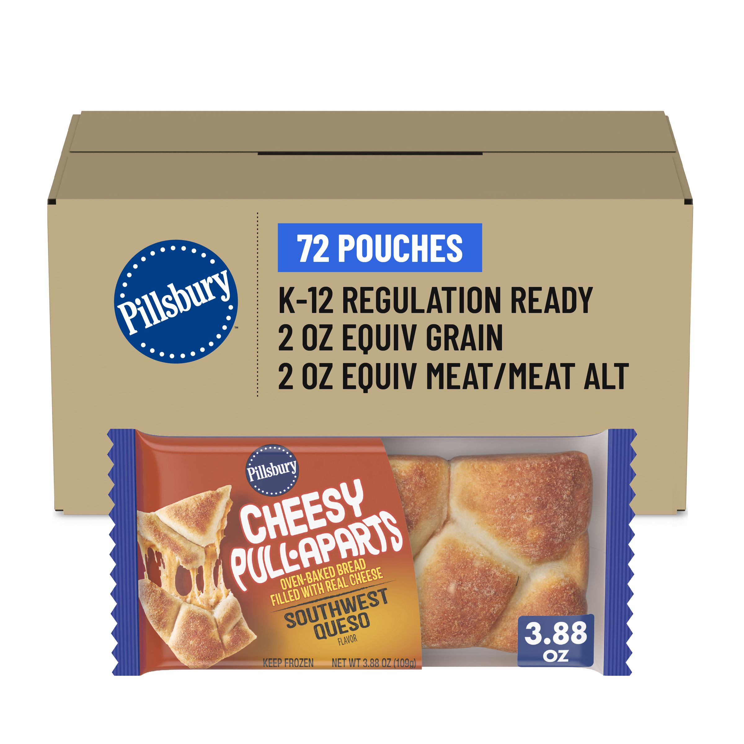  Case Optimized Hero Pillsbury Frozen Meals Cheesy Pull-Aparts Single Serve Pouch Southwest Queso 72/3.88 OZ