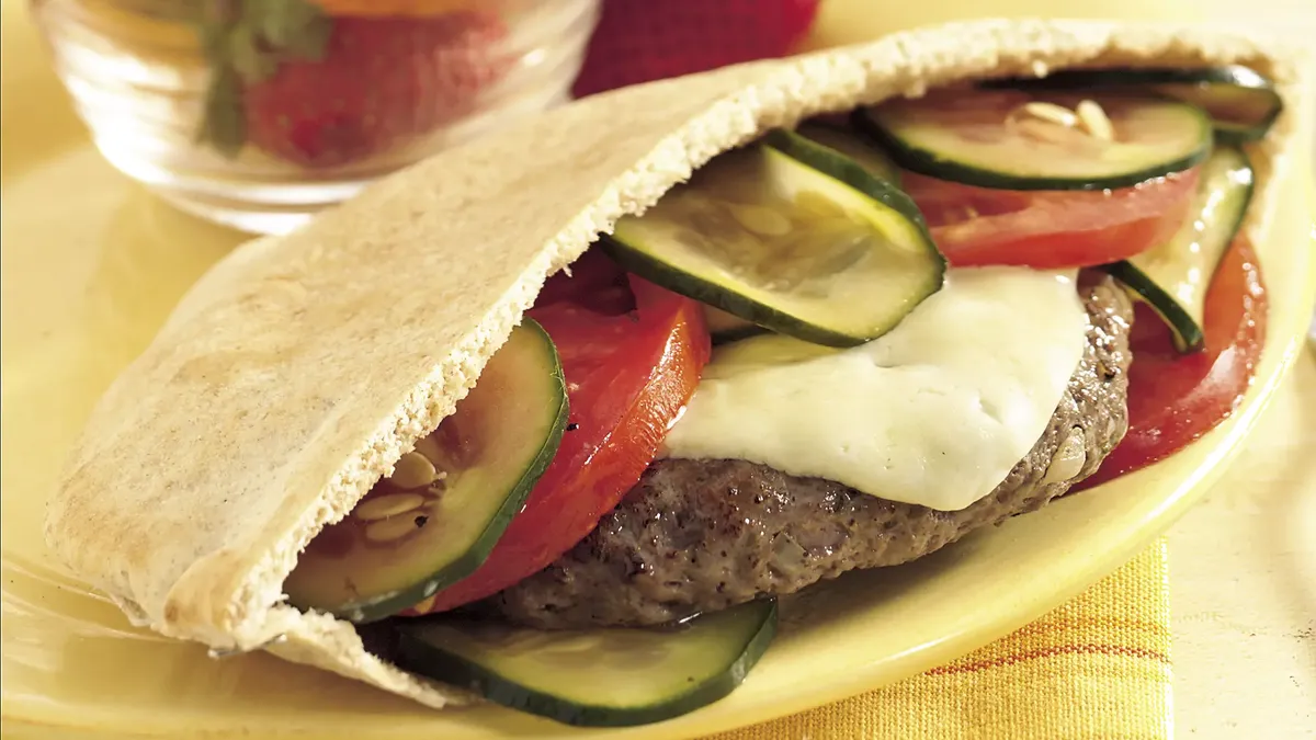 Grilled Havarti Burgers in Pitas