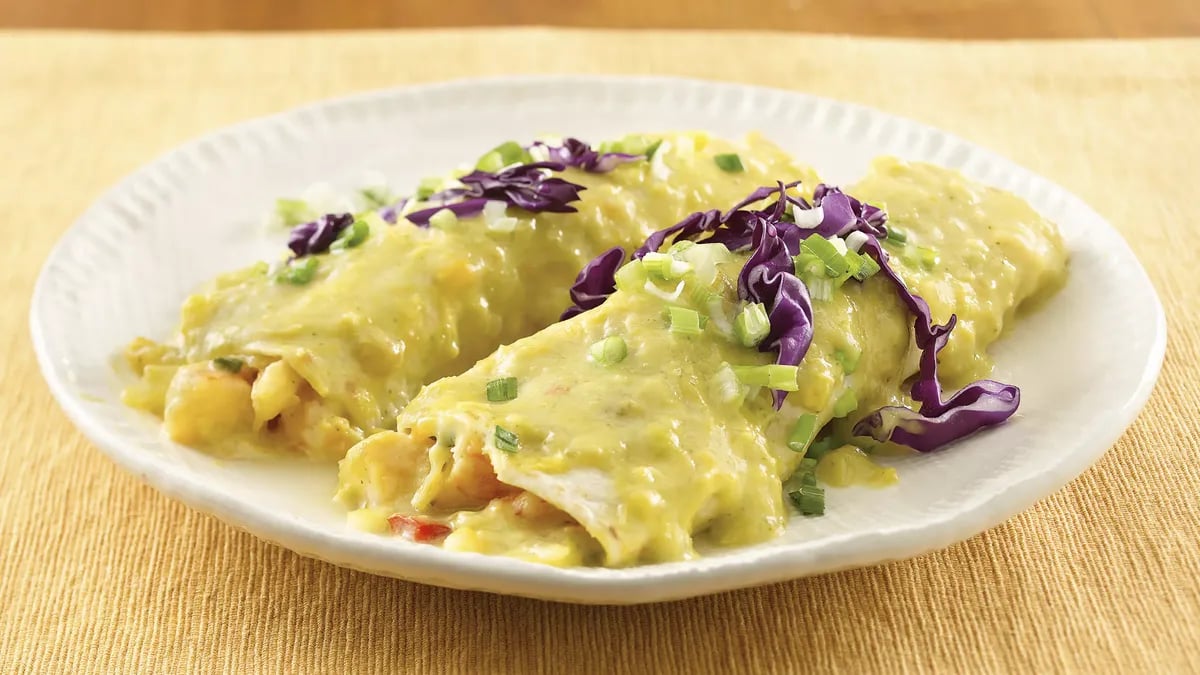 Shrimp Enchiladas with Sweet Corn Sauce