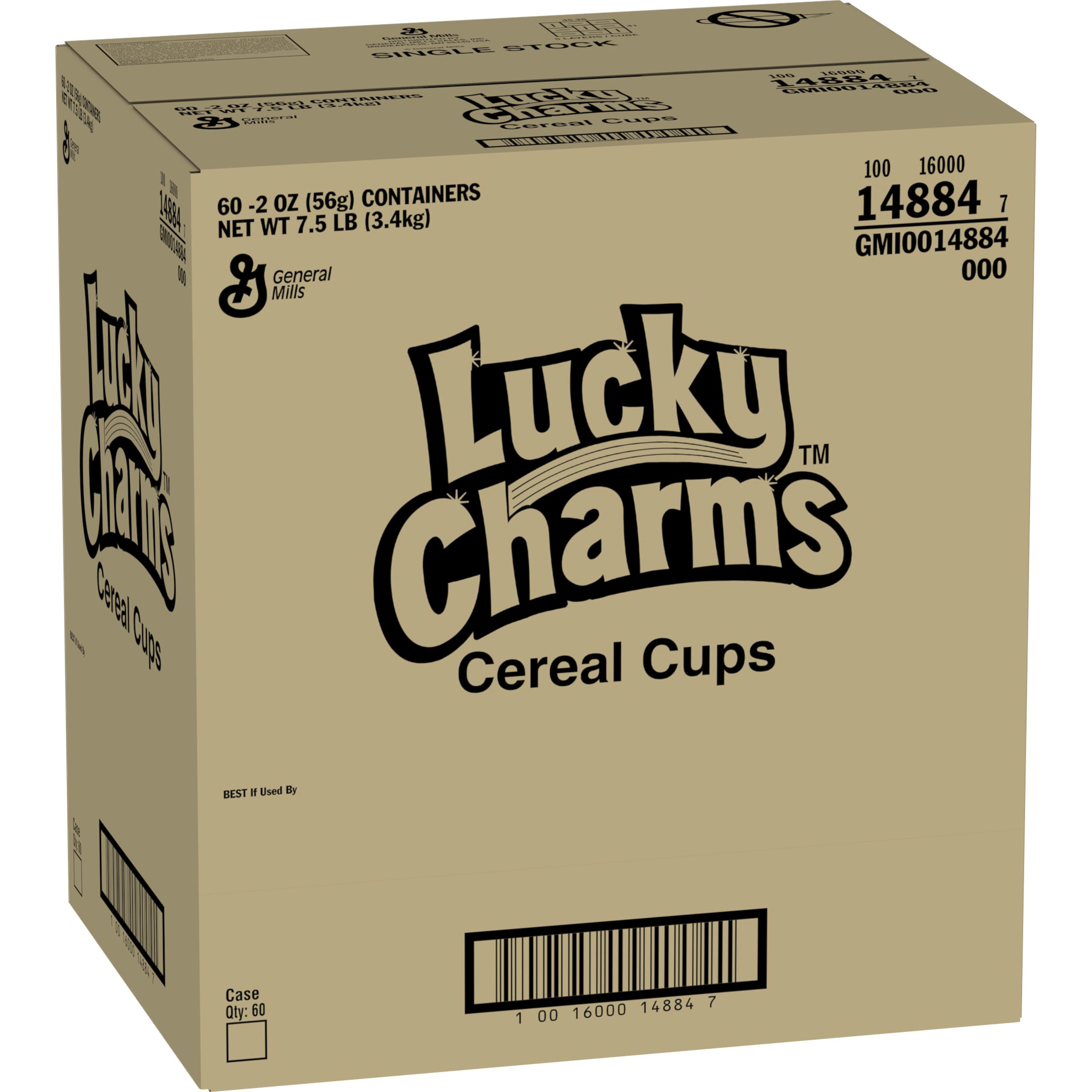 Case - Left Front 3D Lucky Charms Gluten Free Cereal Single Serve Cup 60/2 OZ