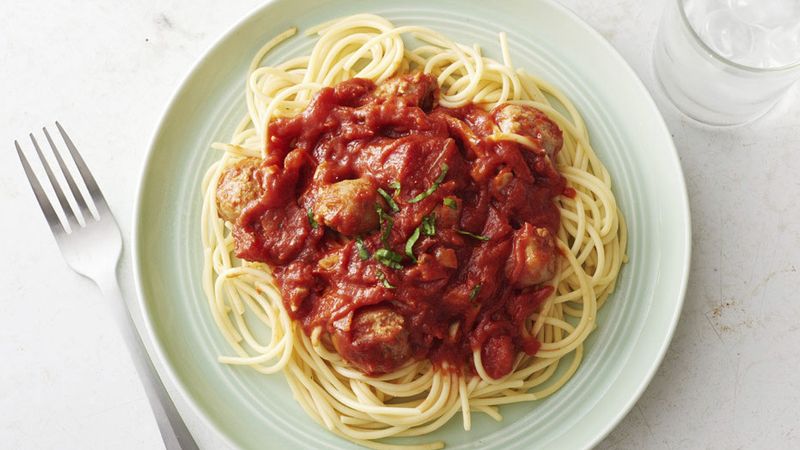 Slow-Cooked Italian Sausage Pasta Sauce with Spaghetti
